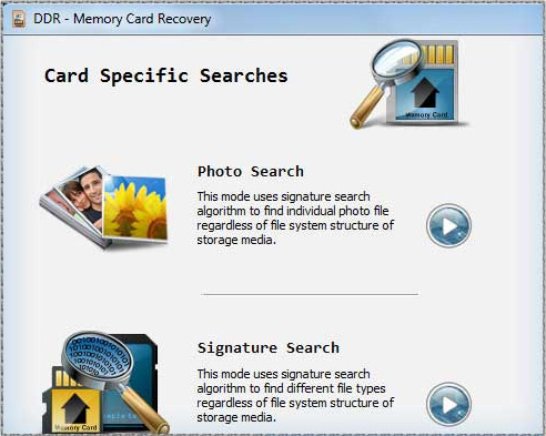 Screenshot of Memory Card Recovery Utility
