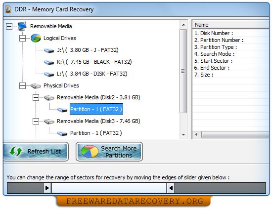 Freeware memory card data retrieval program